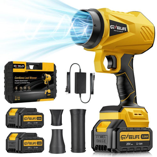 GEVEELIFE 200W Cordless Turbo Leaf Blower, 2 Batteries